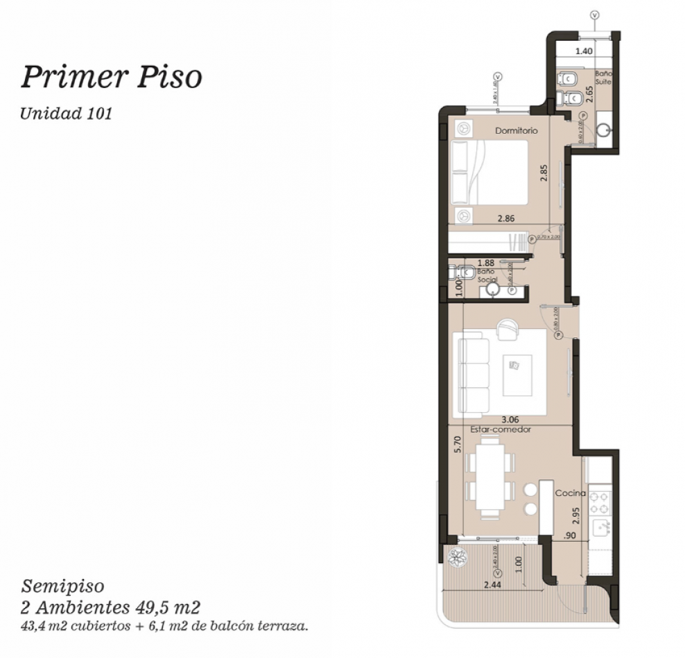 2 AMBIENTES EN VENTA - EDIFICIO EN POZO - AFIANZA PLAZA 