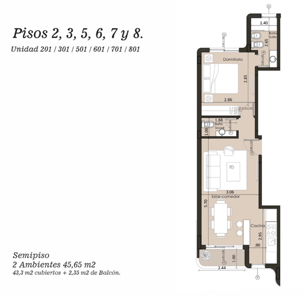 2 AMBIENTES EN VENTA - EDIFICIO EN POZO - AFIANZA PLAZA 